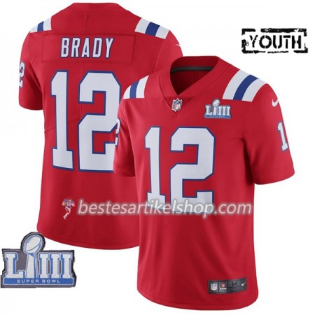 Kinder New England Patriots Trikot Tom Brady 12 Nike Rot 2019 Super Bowl LIII